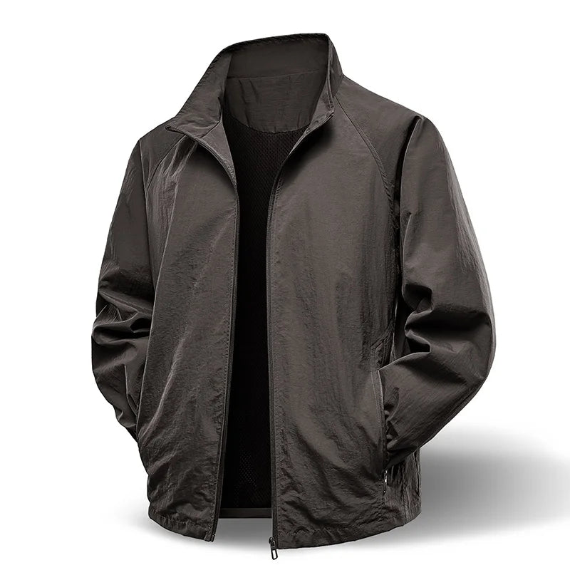 Men's Waterproof Jacket – Windproof Casual Outerwear for Spring and Autumn — front close-up