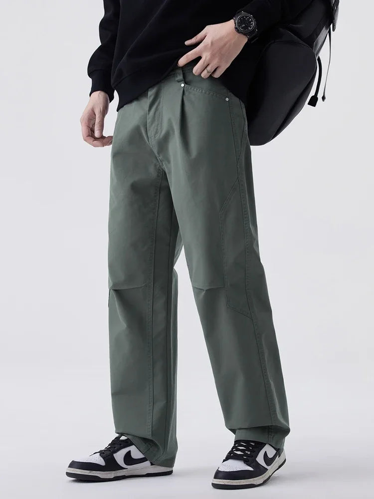 Men's Wide Leg Pants – Casual Straight Fit for Spring/Summer — model wearing