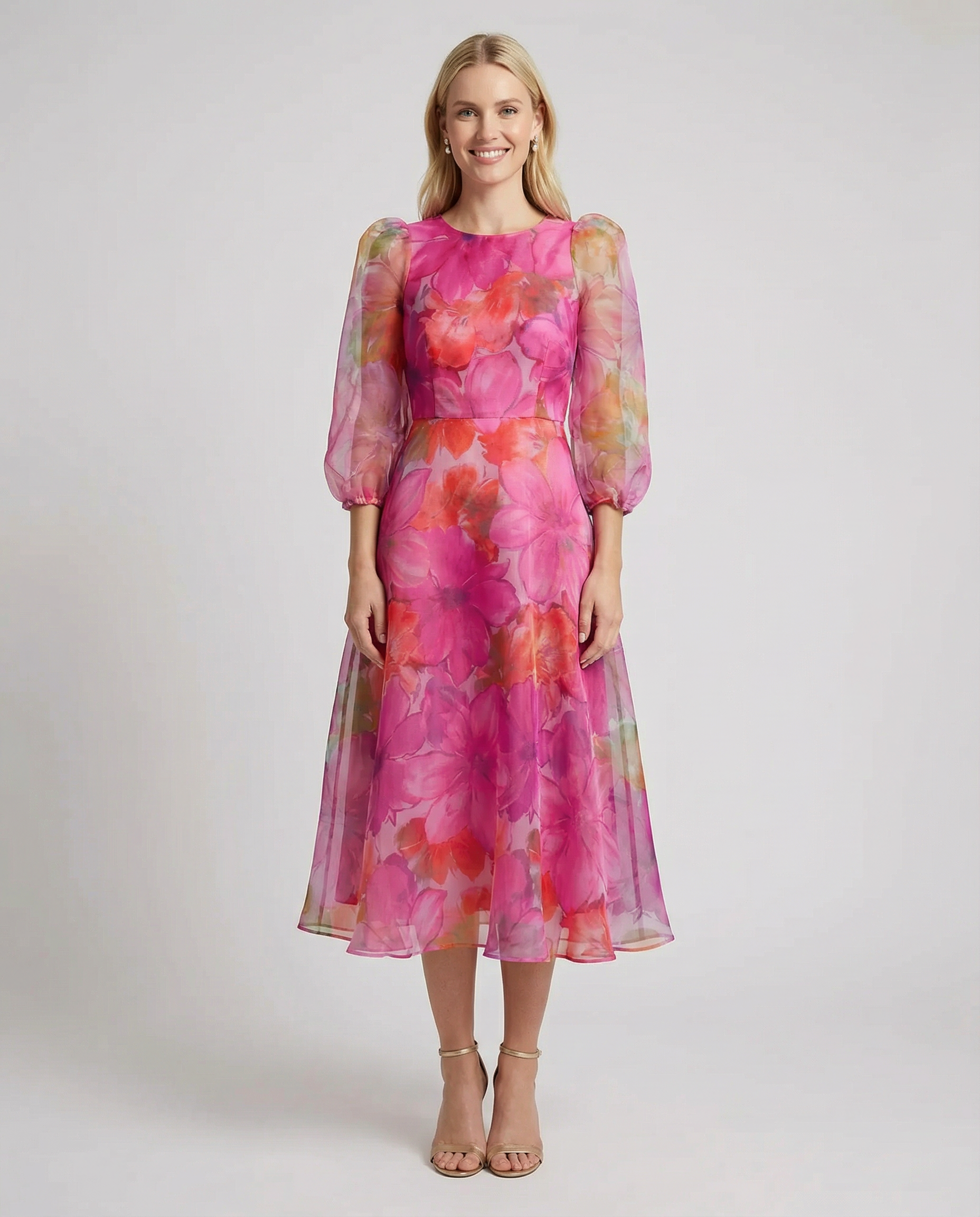 Mesh Dress – Stylish Printed Design for Office and Summer Outings — back view