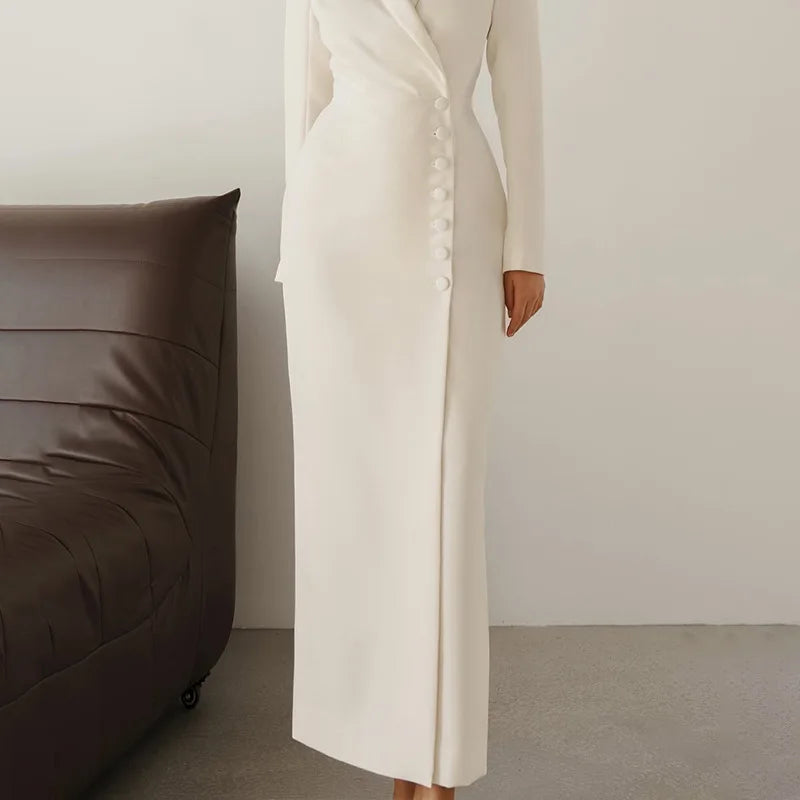 Minimalist Evening Dress – Chic Long Sleeve Formal Gown for Elegant Events — side view
