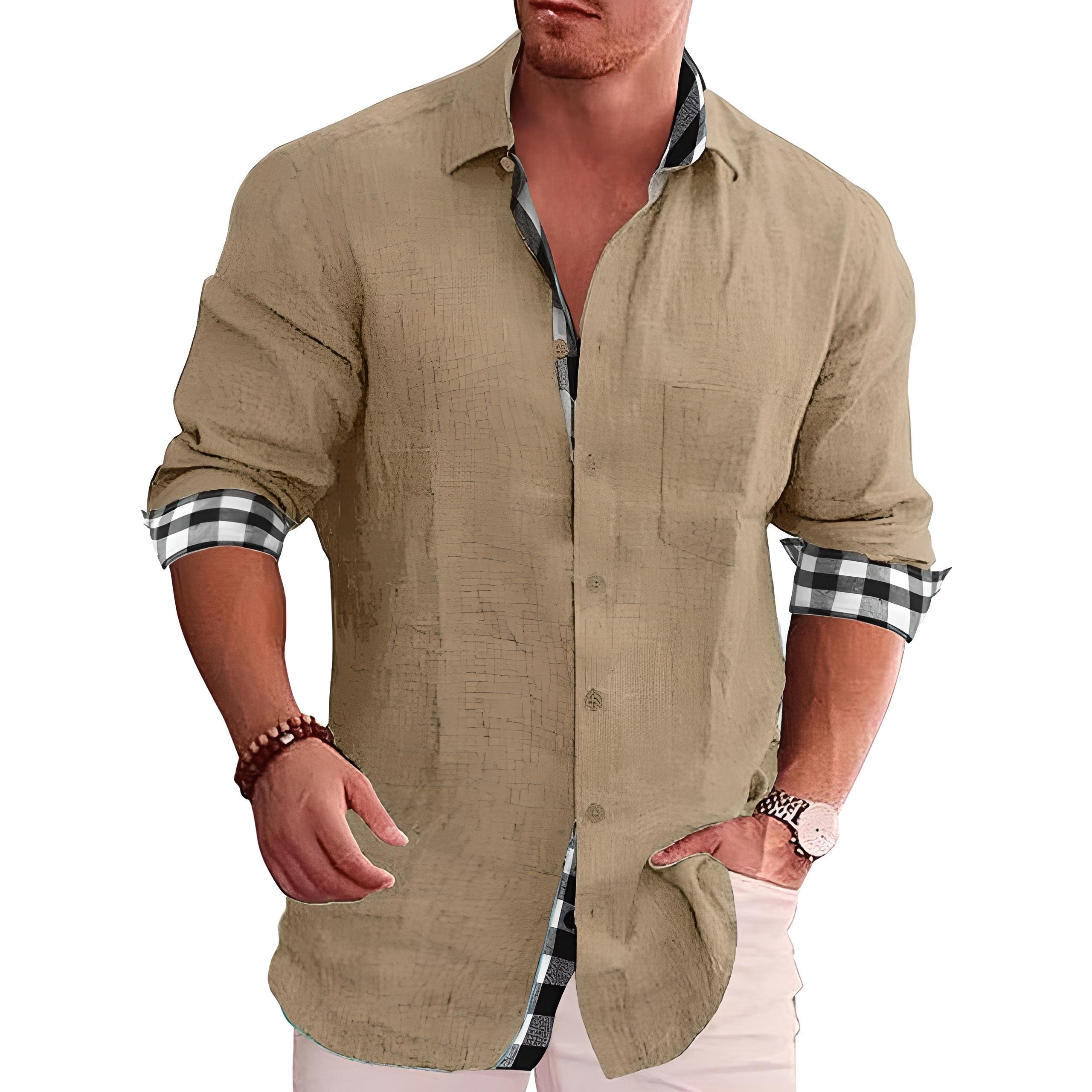 Modern Casual Long Sleeve Shirt for Men — model wearing