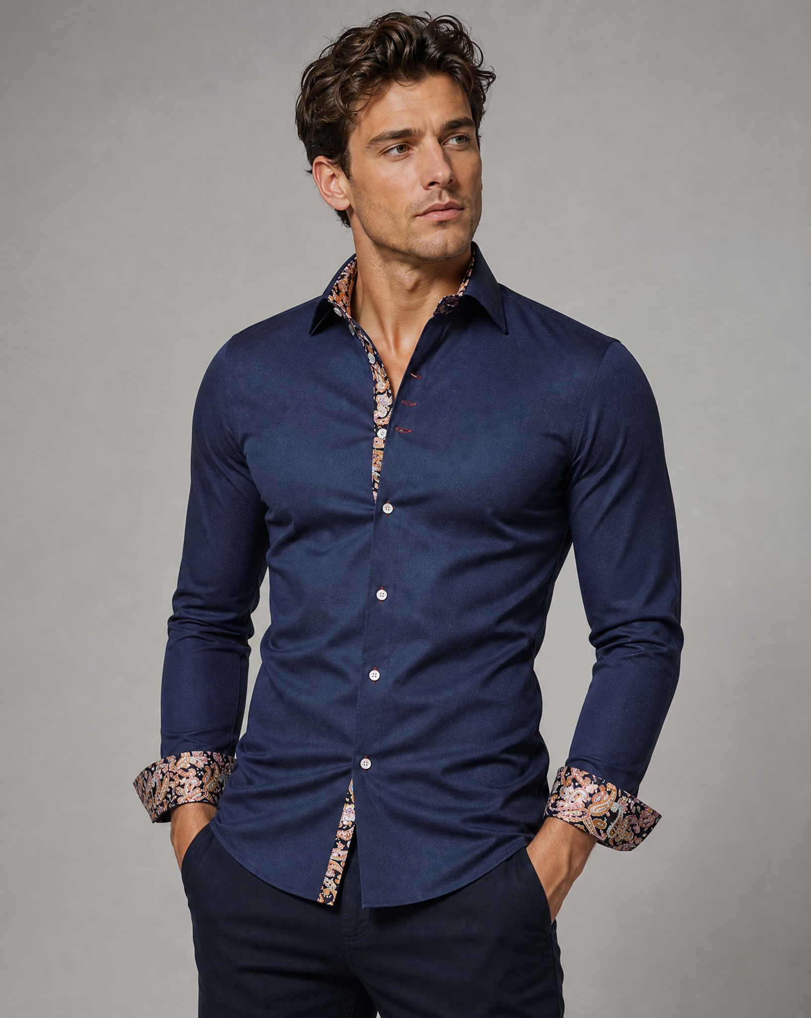 Modern Long Sleeve Casual Shirt for Men — back view
