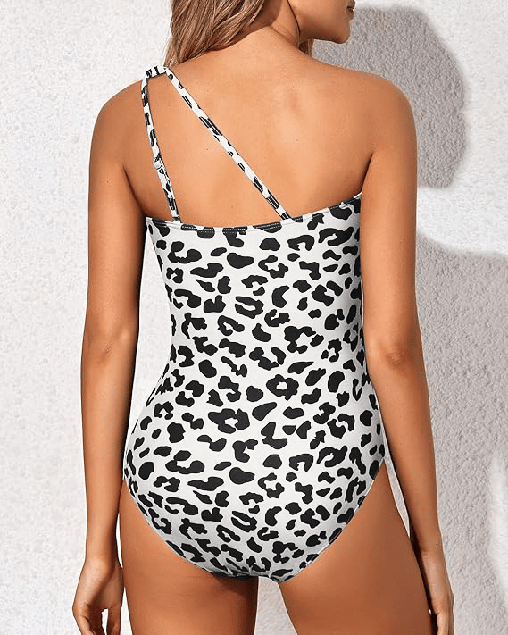 One-Shoulder Ruched Tummy Control One-Piece Swimsuit for Women