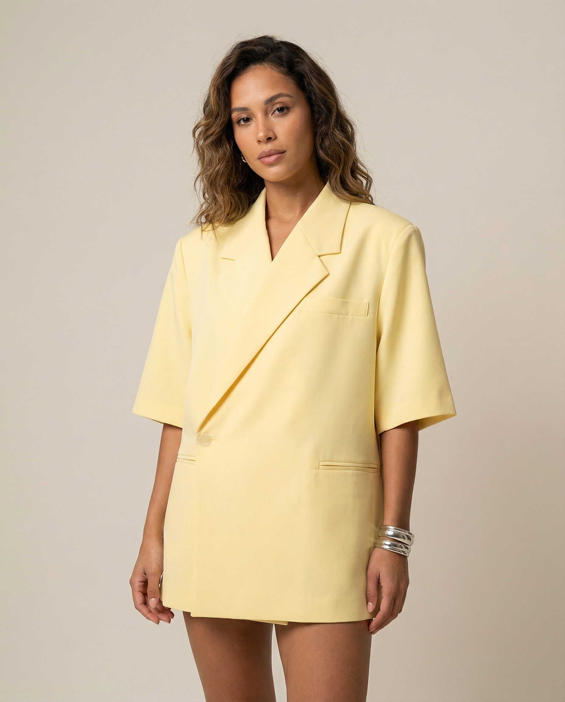 Oversize Blazer – Modern Short Sleeve Summer Outerwear — back view