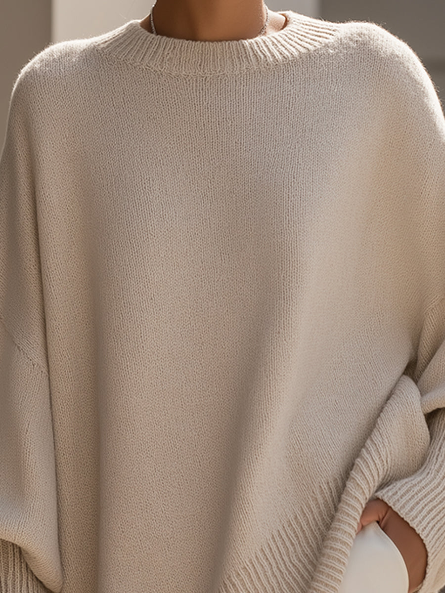Oversized Relaxed Fit Chunky Knit Crew Neck Jumper Sweater