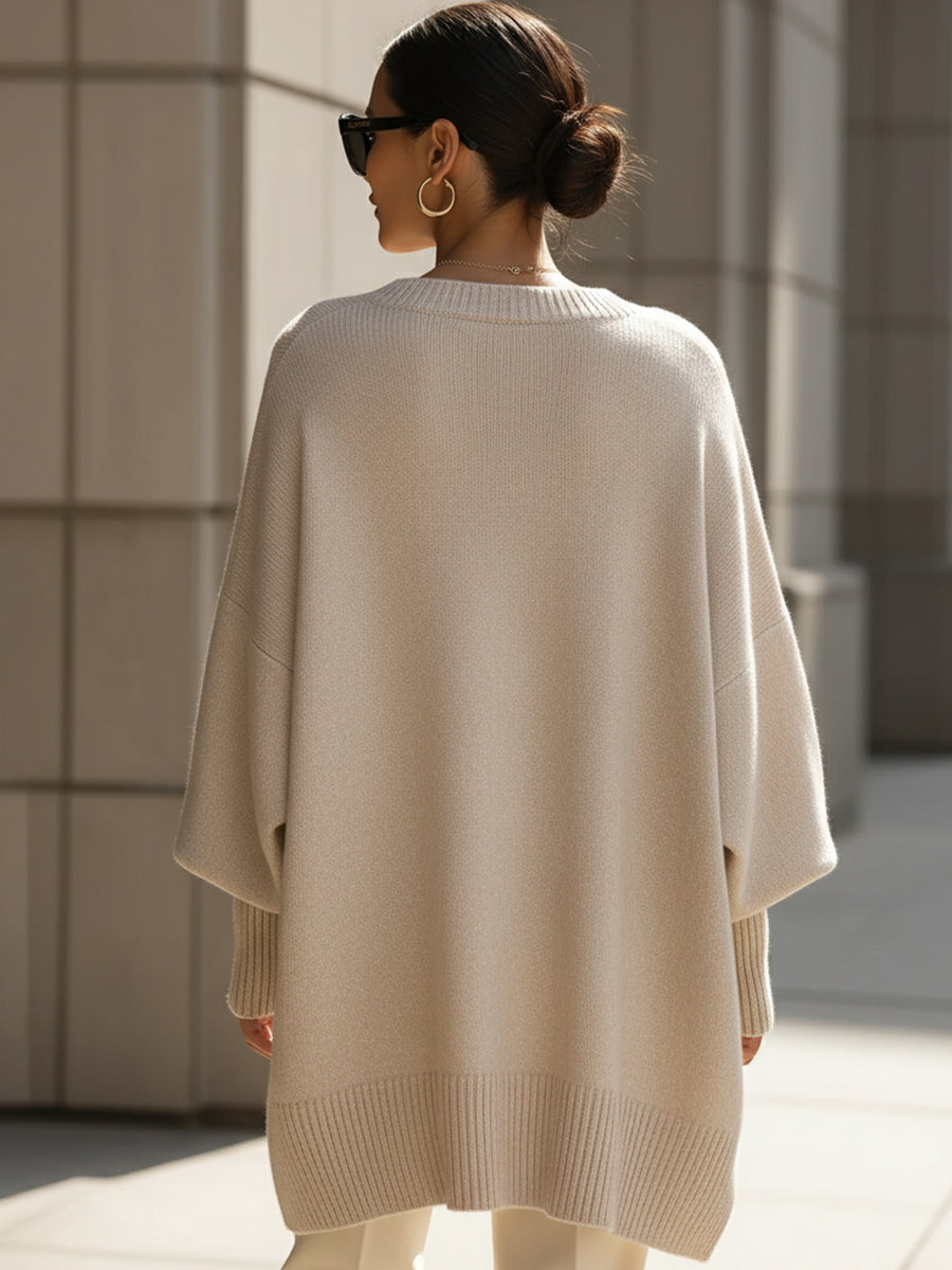 Oversized Relaxed Fit Chunky Knit Crew Neck Jumper Sweater