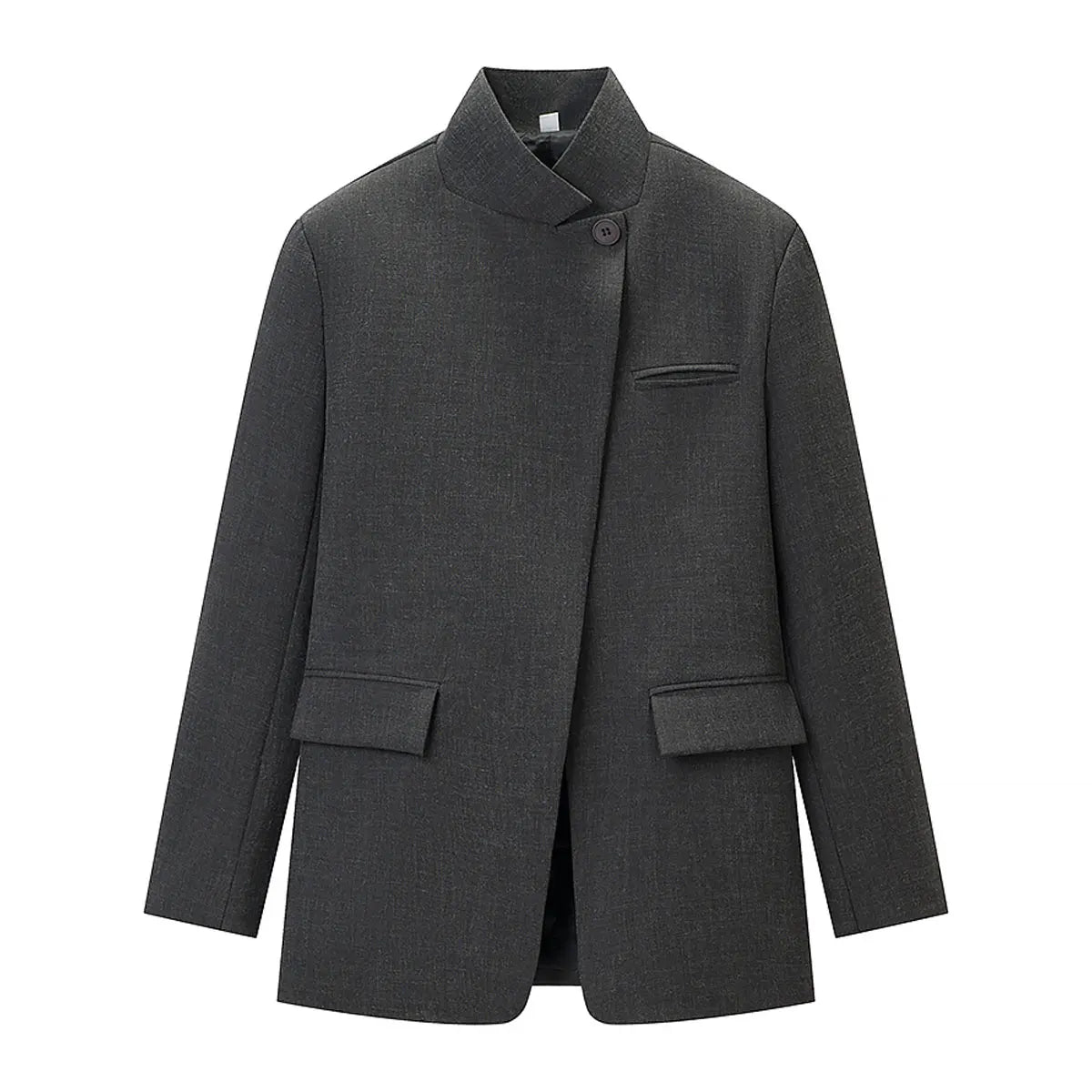 Plaid Blazer – Chic Single Button Versatile Jacket for Modern Women — alternative angle