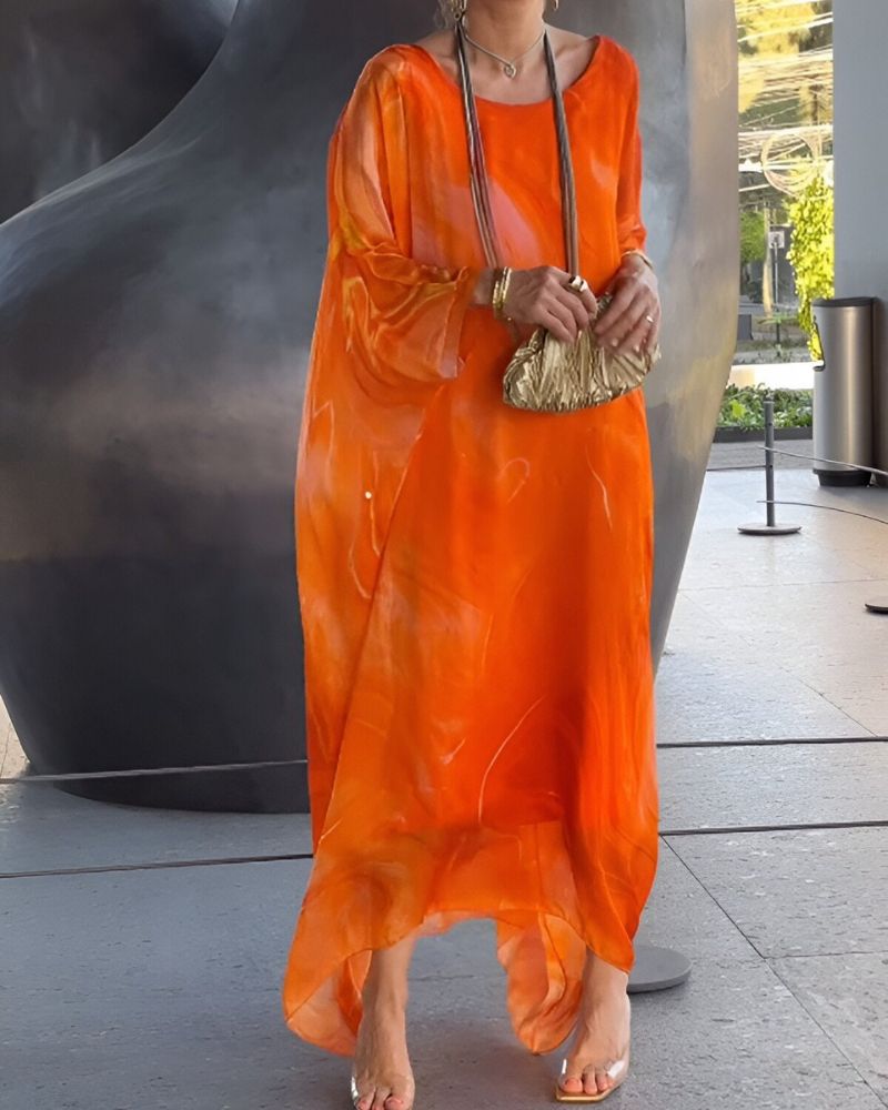 Plus Size V-Neck Loose Maxi Dress for Comfortable Summer Wear — close-up