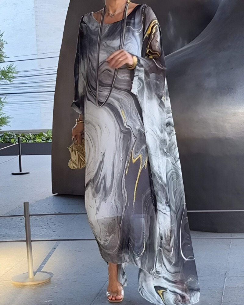 Plus Size V-Neck Loose Maxi Dress for Comfortable Summer Wear — side view