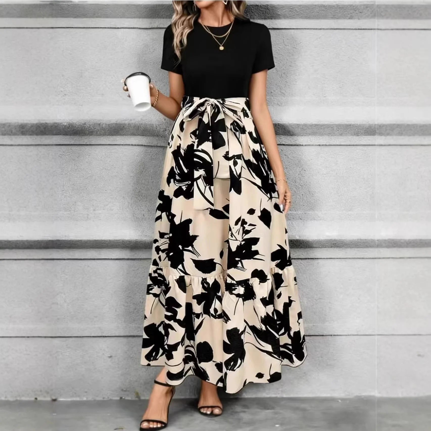 Printed Dress – Elegant A-Line Summer Outfit for Day or Evening Events