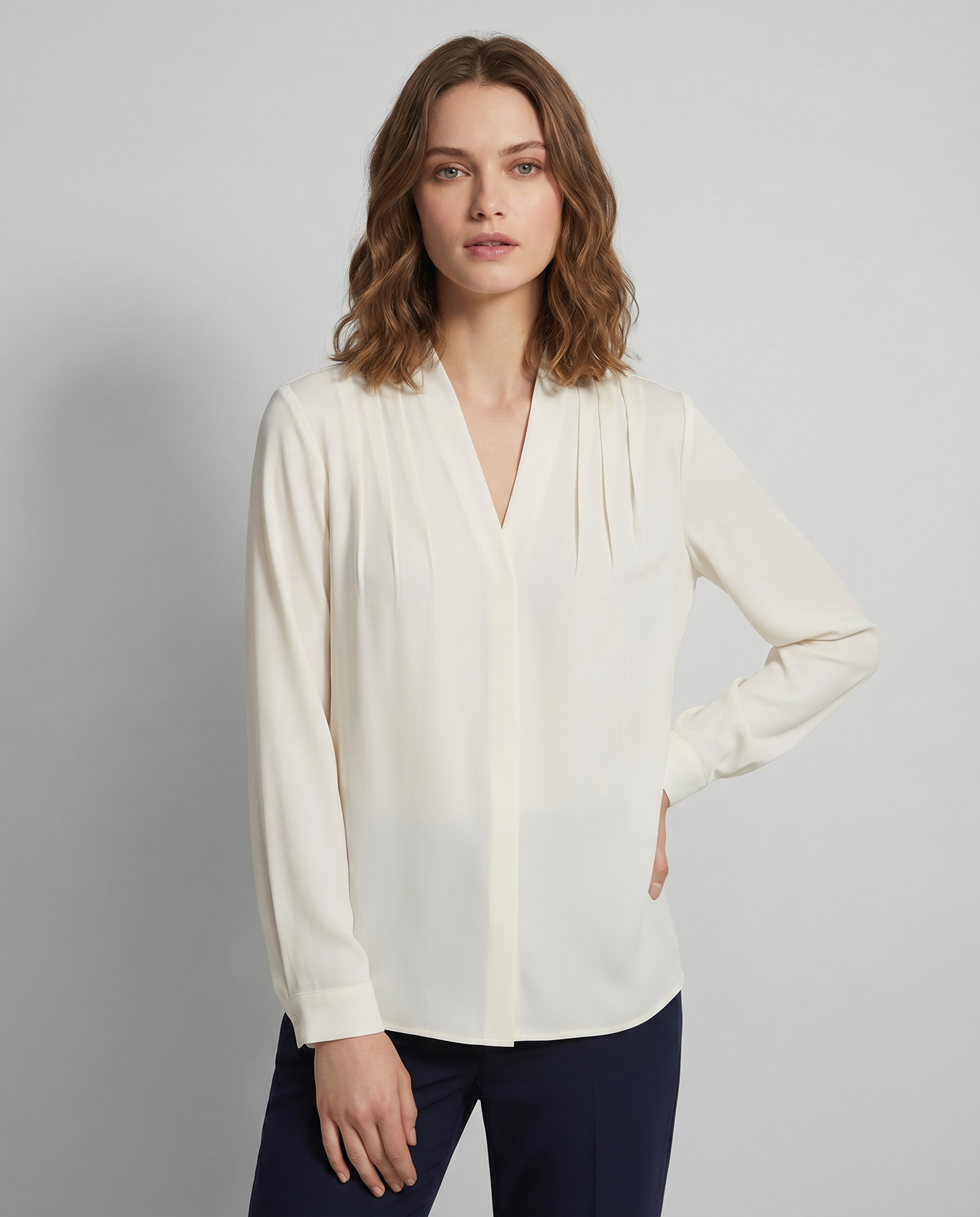 Puff Sleeve Blouse with Tailored Defined Waist — back view