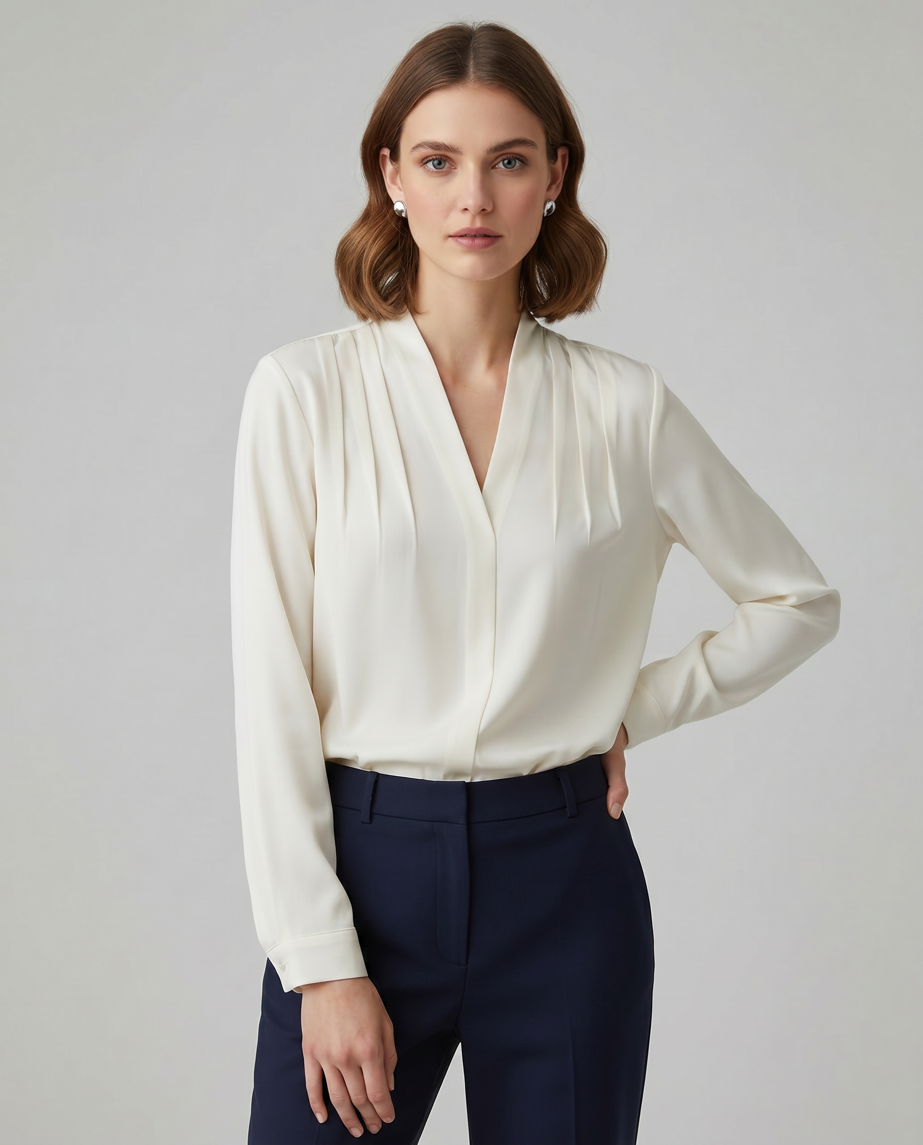 Puff Sleeve Blouse with Tailored Defined Waist — side view