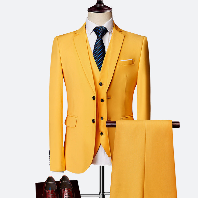 Refined Three-Piece Slim Fit Suit Set for Men — back close-up