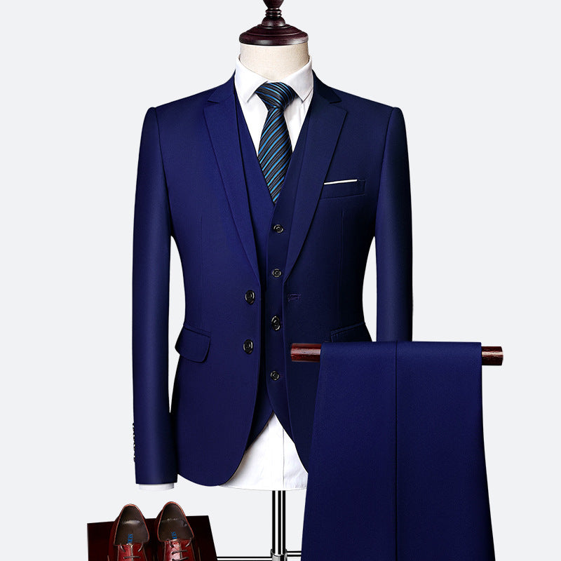 Refined Three-Piece Slim Fit Suit Set for Men — close-up