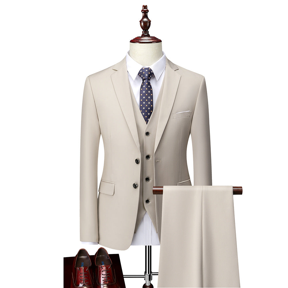Refined Three-Piece Slim Fit Suit Set for Men — fit overview