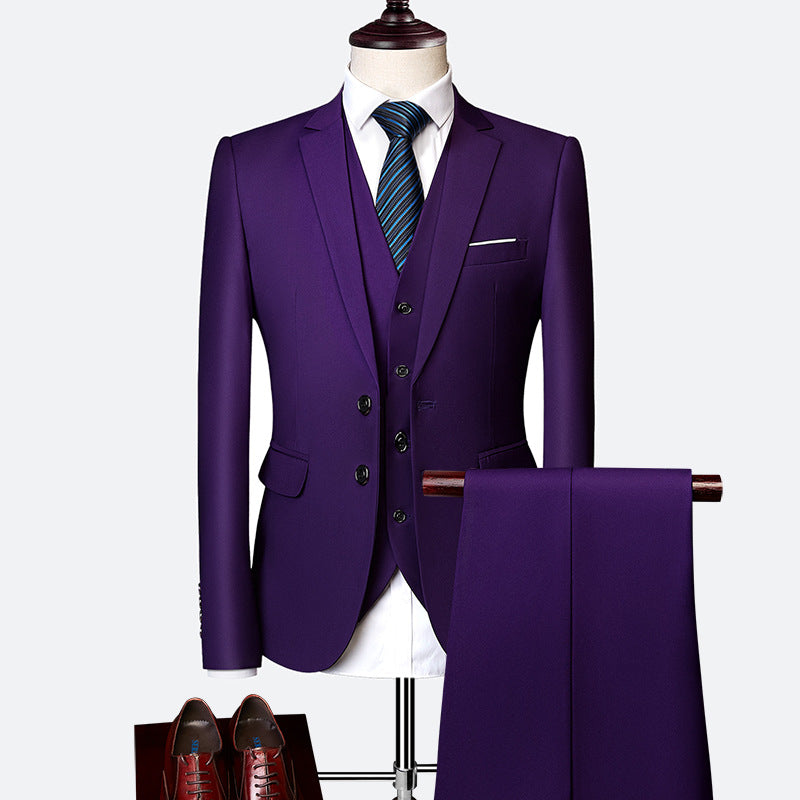 Refined Three-Piece Slim Fit Suit Set for Men — in context