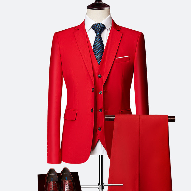 Refined Three-Piece Slim Fit Suit Set for Men — side detail