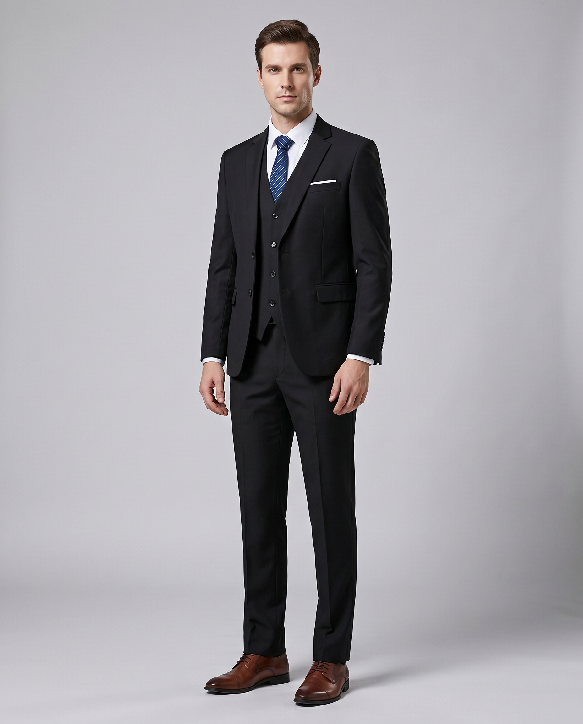 Refined Three-Piece Slim Fit Suit Set for Men — side view