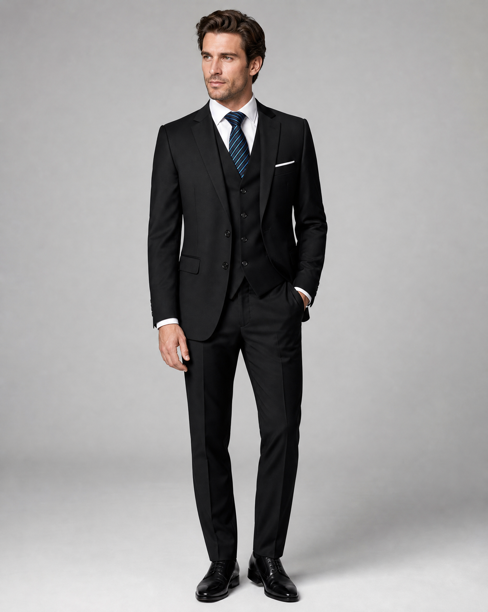 Refined Three-Piece Slim Fit Suit Set for Men