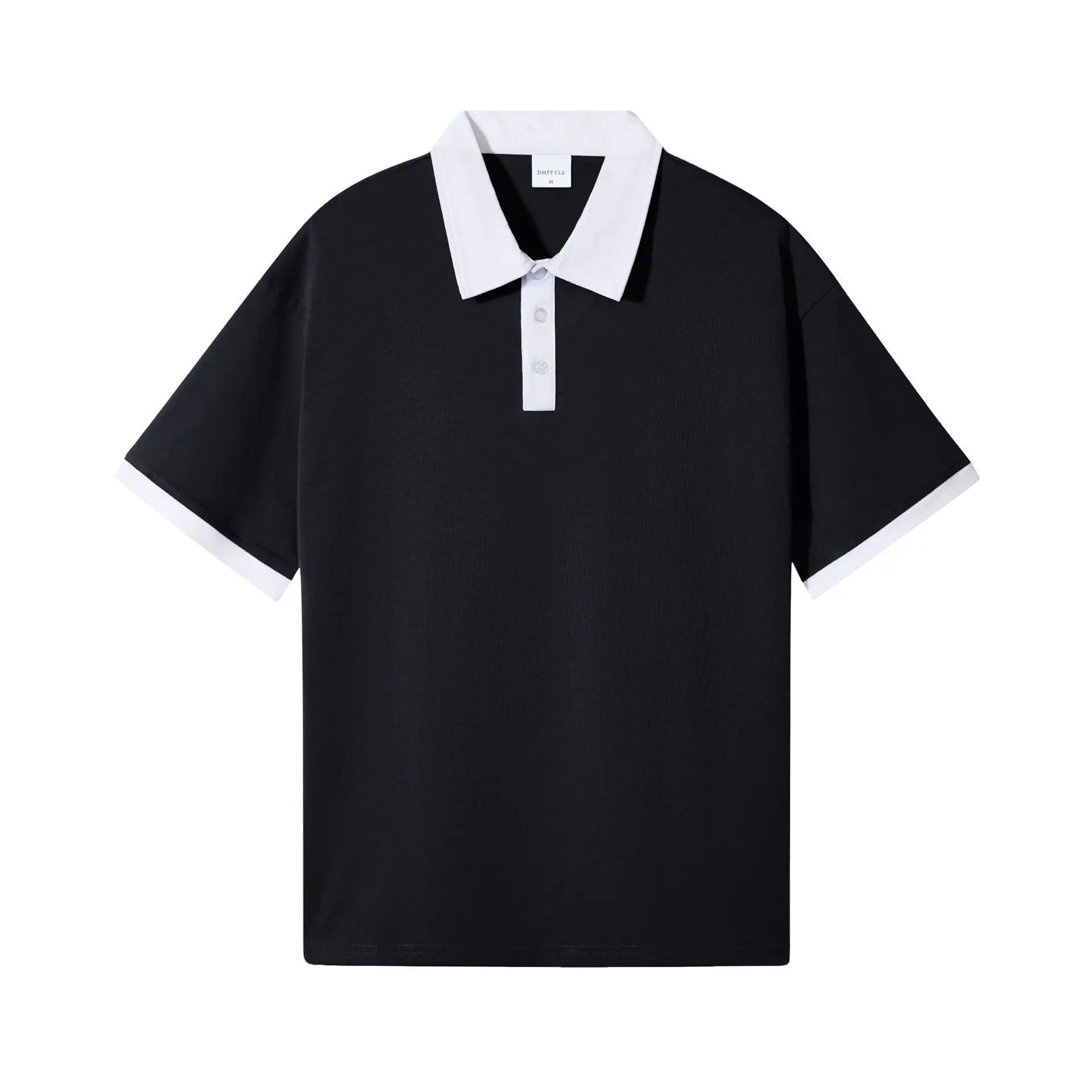 Retro Color Block Polo Shirt – Comfortable Cotton Casual Wear — close-up