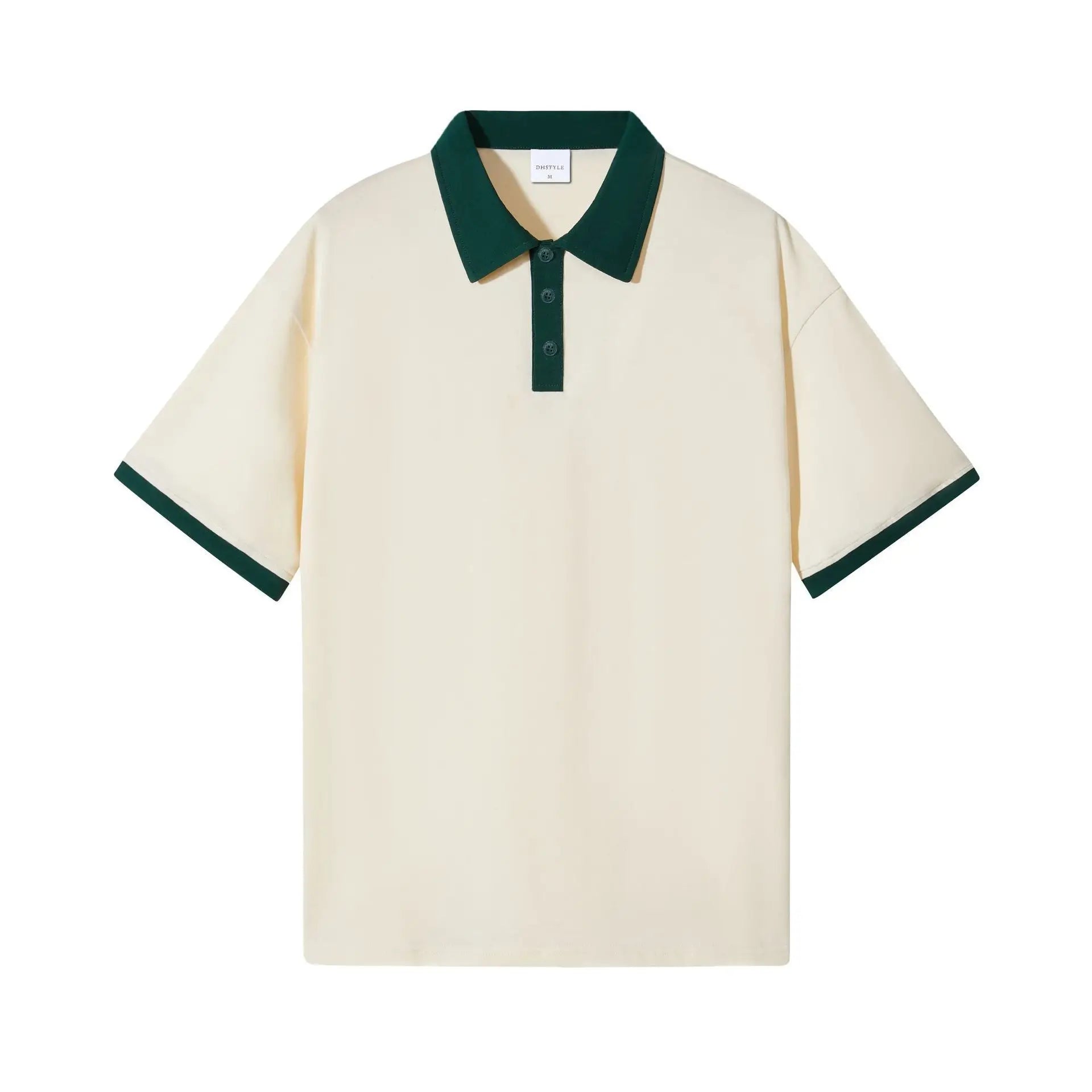 Retro Color Block Polo Shirt – Comfortable Cotton Casual Wear — model wearing