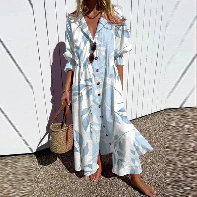 Retro Geometry A-Line Dress – Vintage Puff Sleeve Design for Chic Summer Outings — styling detail