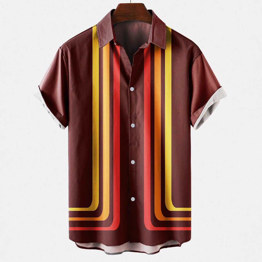 Retro Short Sleeve Casual Summer Shirt — side view