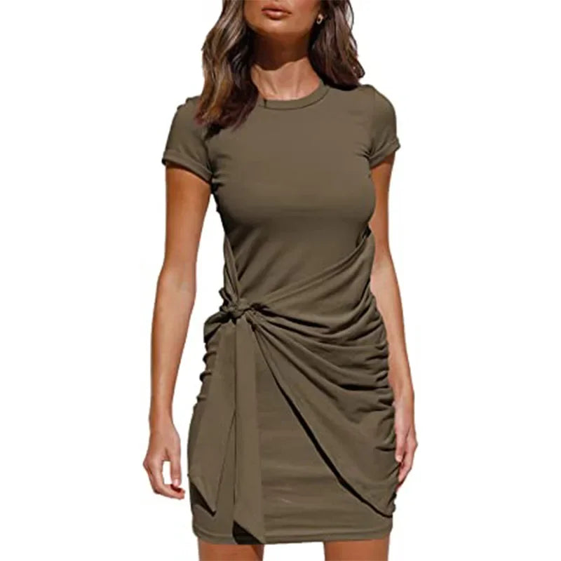 Ruffle Bow Sundress – Irregular Hemline for Effortless Summer Style — back view