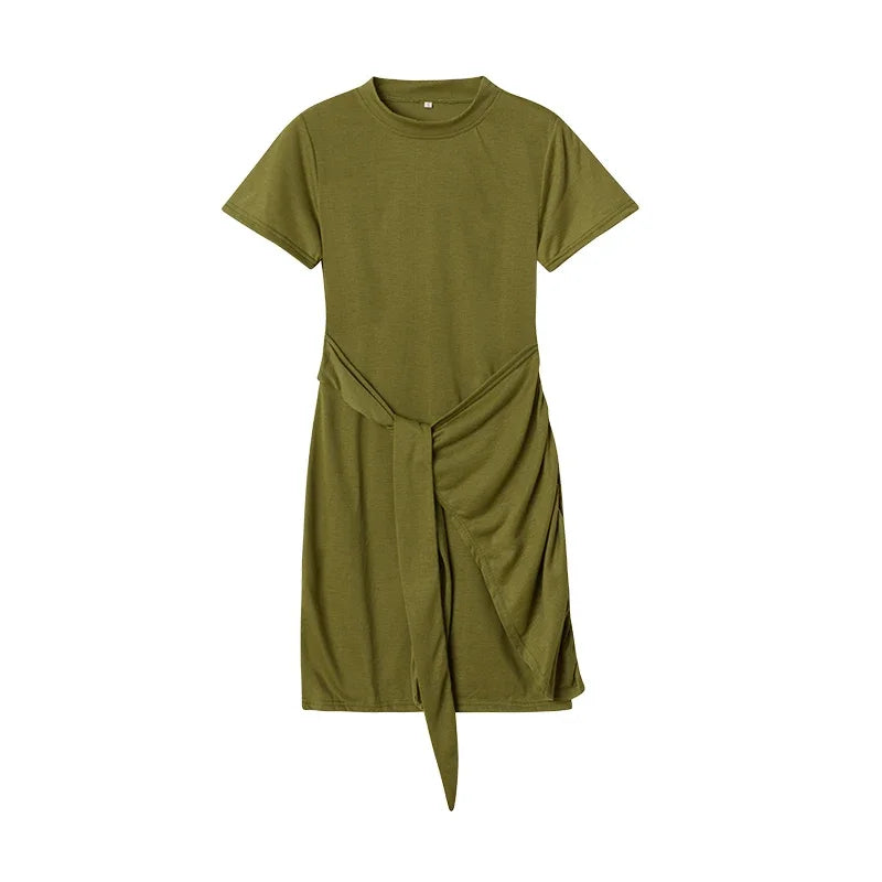 Ruffle Bow Sundress – Irregular Hemline for Effortless Summer Style — fabric detail