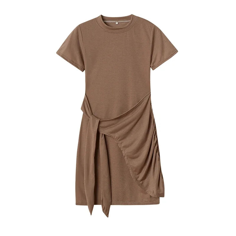 Ruffle Bow Sundress – Irregular Hemline for Effortless Summer Style — model wearing