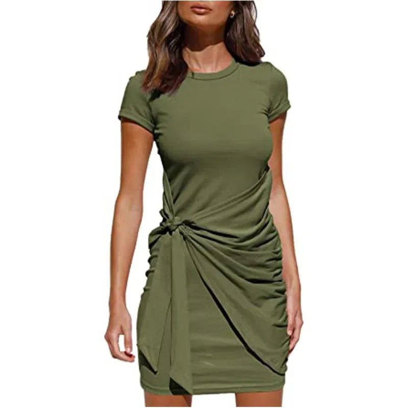 Ruffle Bow Sundress – Irregular Hemline for Effortless Summer Style — side view