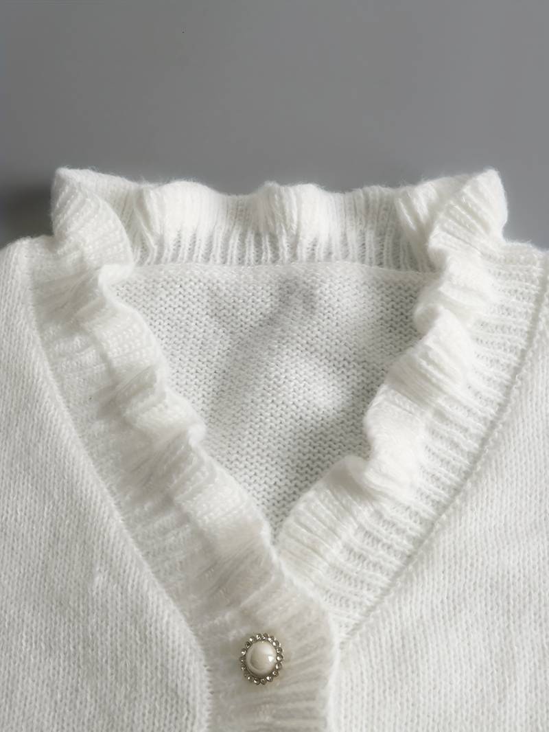 Ruffle Detail Blouse with Decorative Button Front — alternative angle