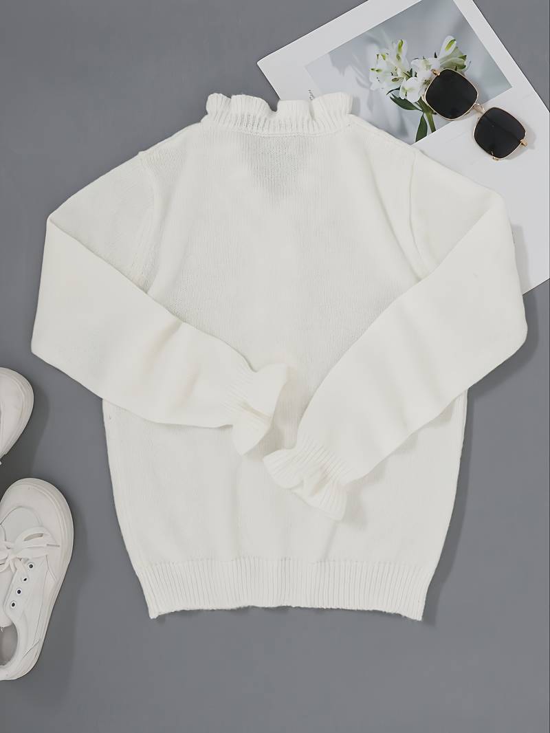Ruffle Detail Blouse with Decorative Button Front — model wearing
