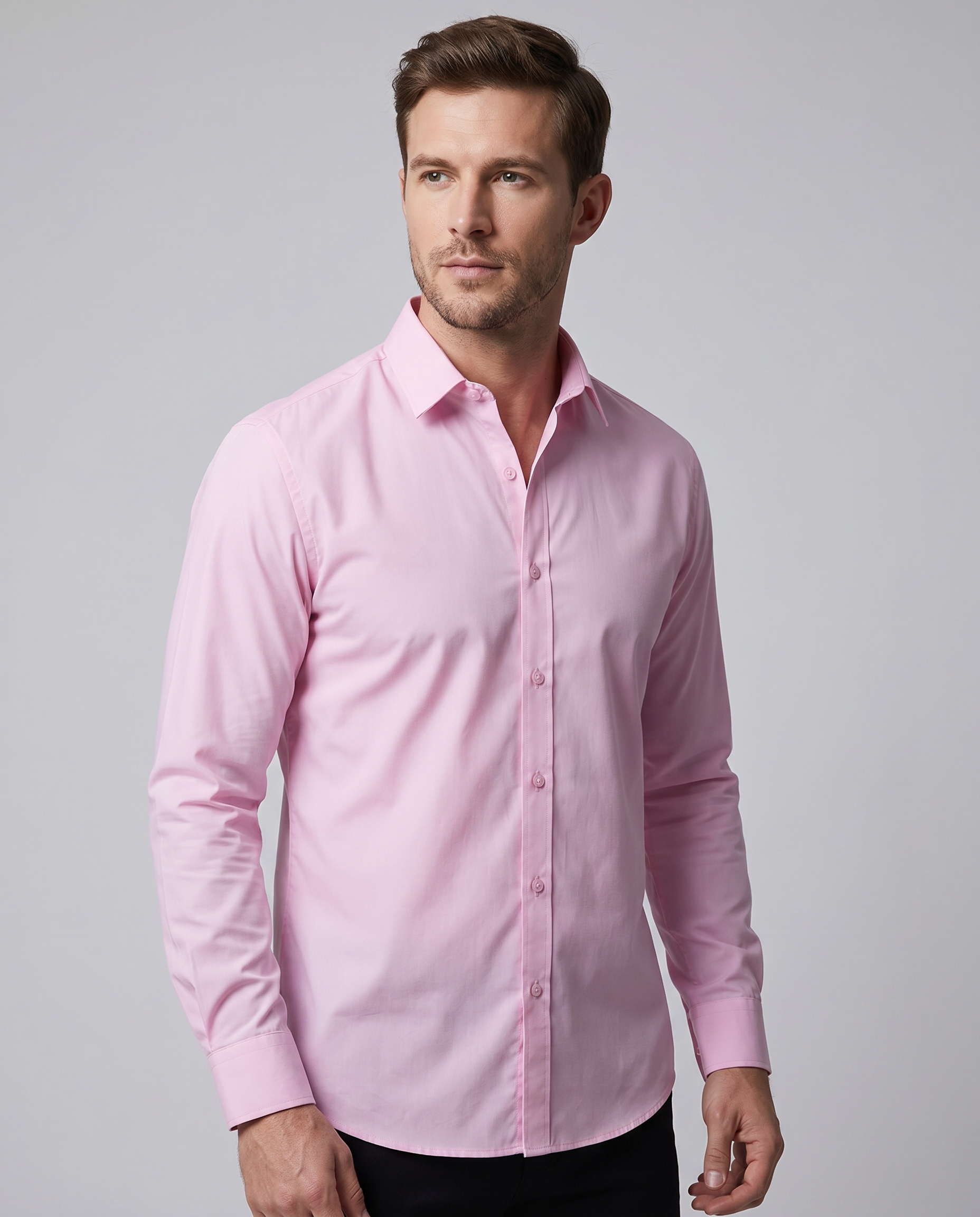 Semi-Formal Long Sleeve Shirt for Men — back view
