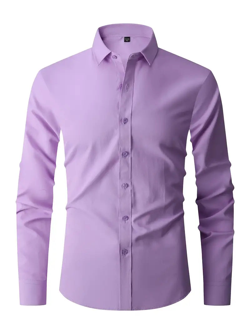 Semi-Formal Long Sleeve Shirt for Men — front close-up