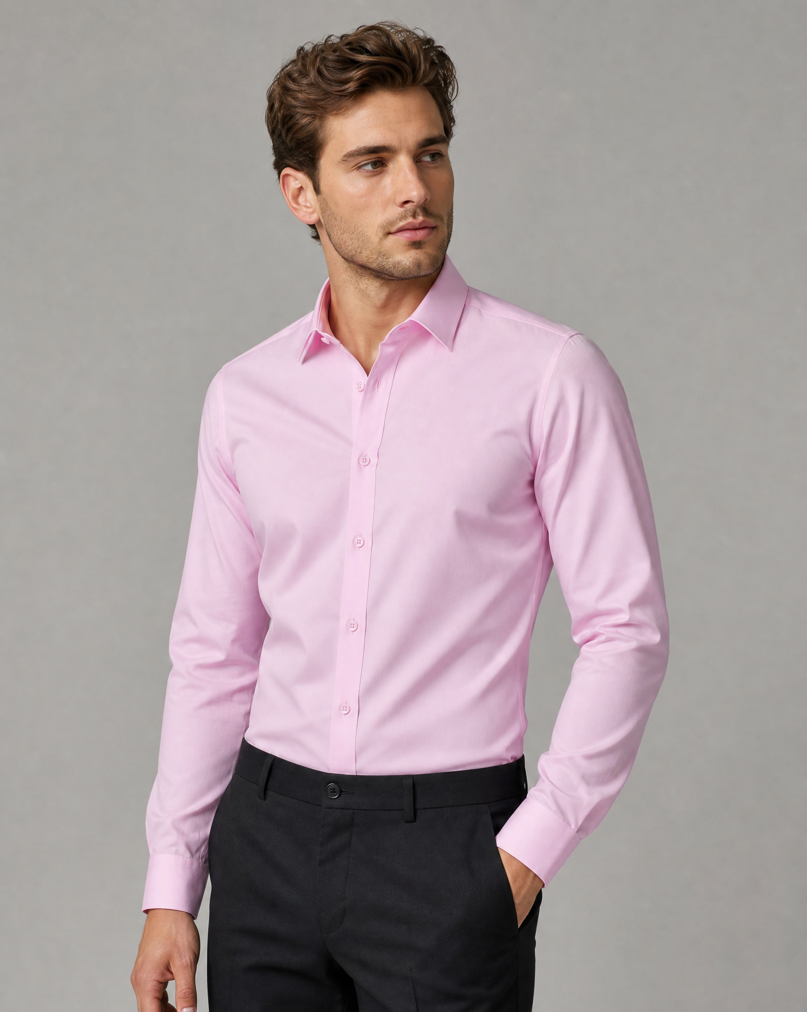 Semi-Formal Long Sleeve Shirt for Men — side view