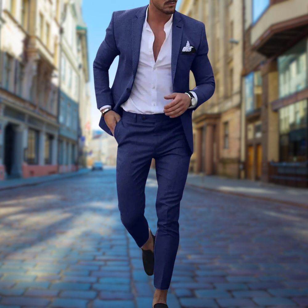 Slim Fit Pastel Wedding Guest Two-Piece Suit — back view