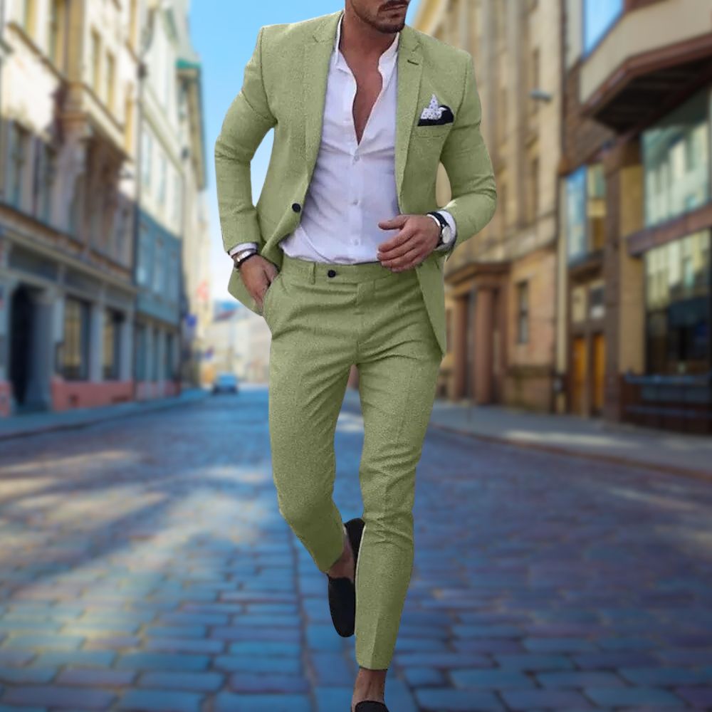 Slim Fit Pastel Wedding Guest Two-Piece Suit — side view