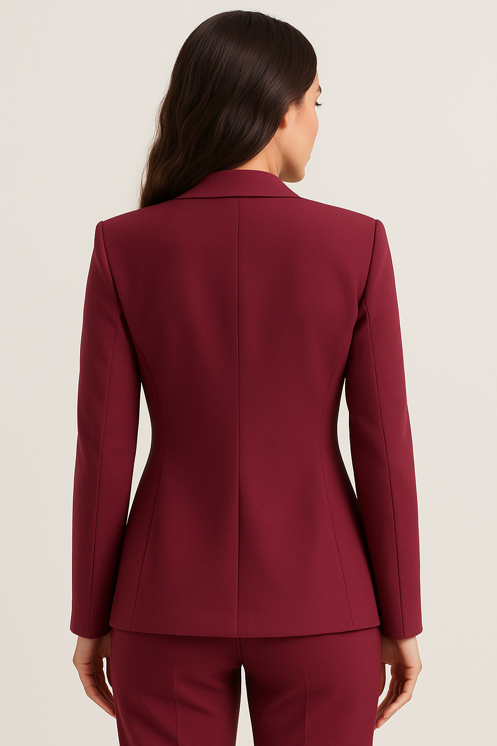Slim-Fit Single-Breasted Tailored Blazer in Wine Red — side view