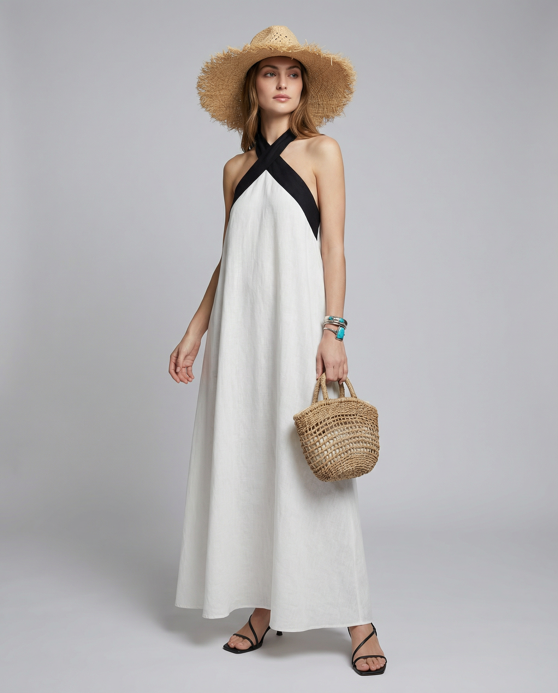 Strapless Maxi Dress – Effortless White Summer Elegance — back view