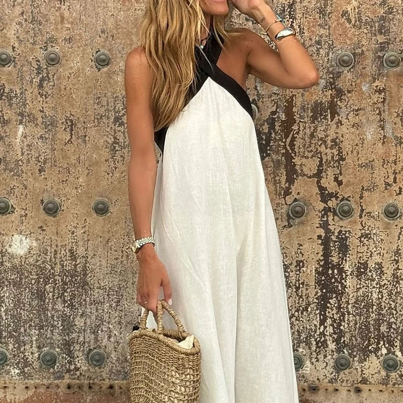 Strapless Maxi Dress – Effortless White Summer Elegance — close-up