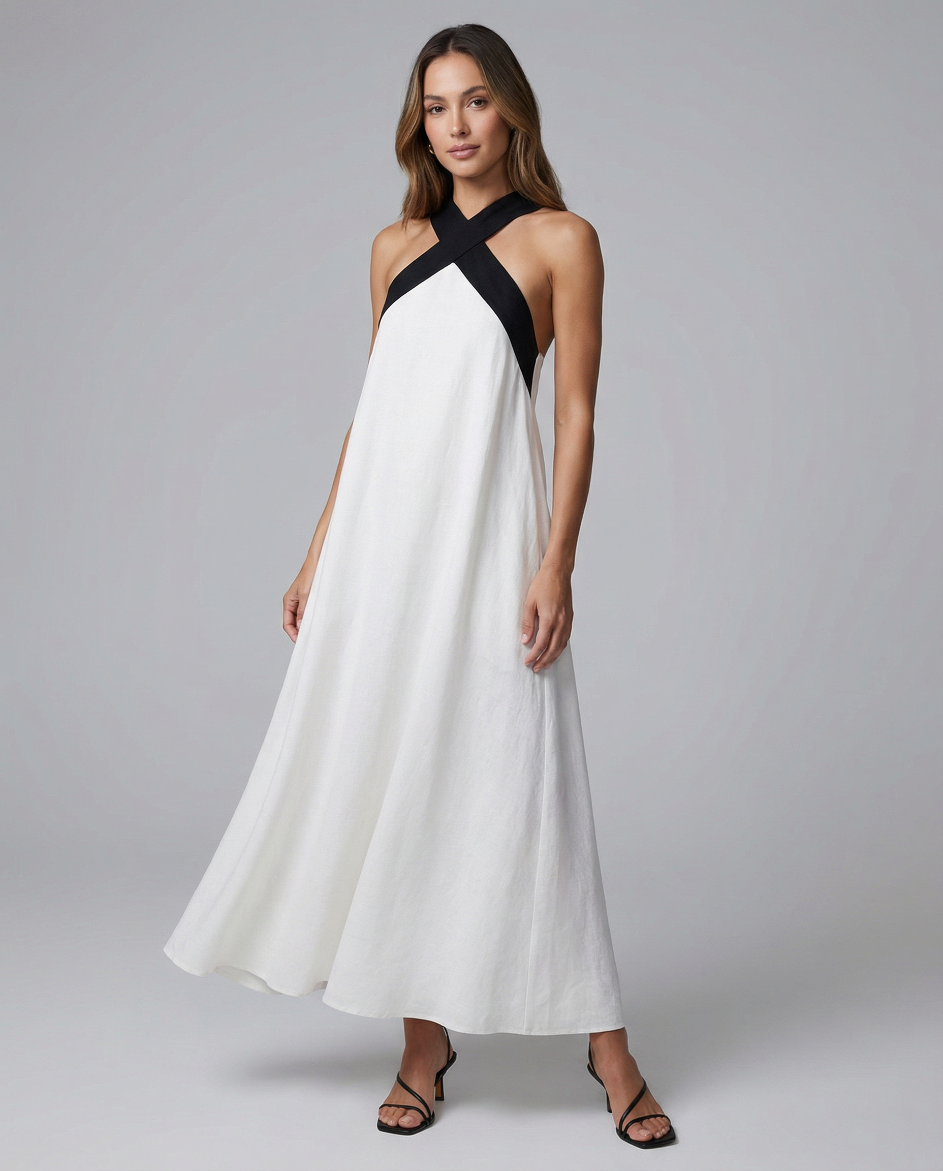 Strapless Maxi Dress – Effortless White Summer Elegance — detail view