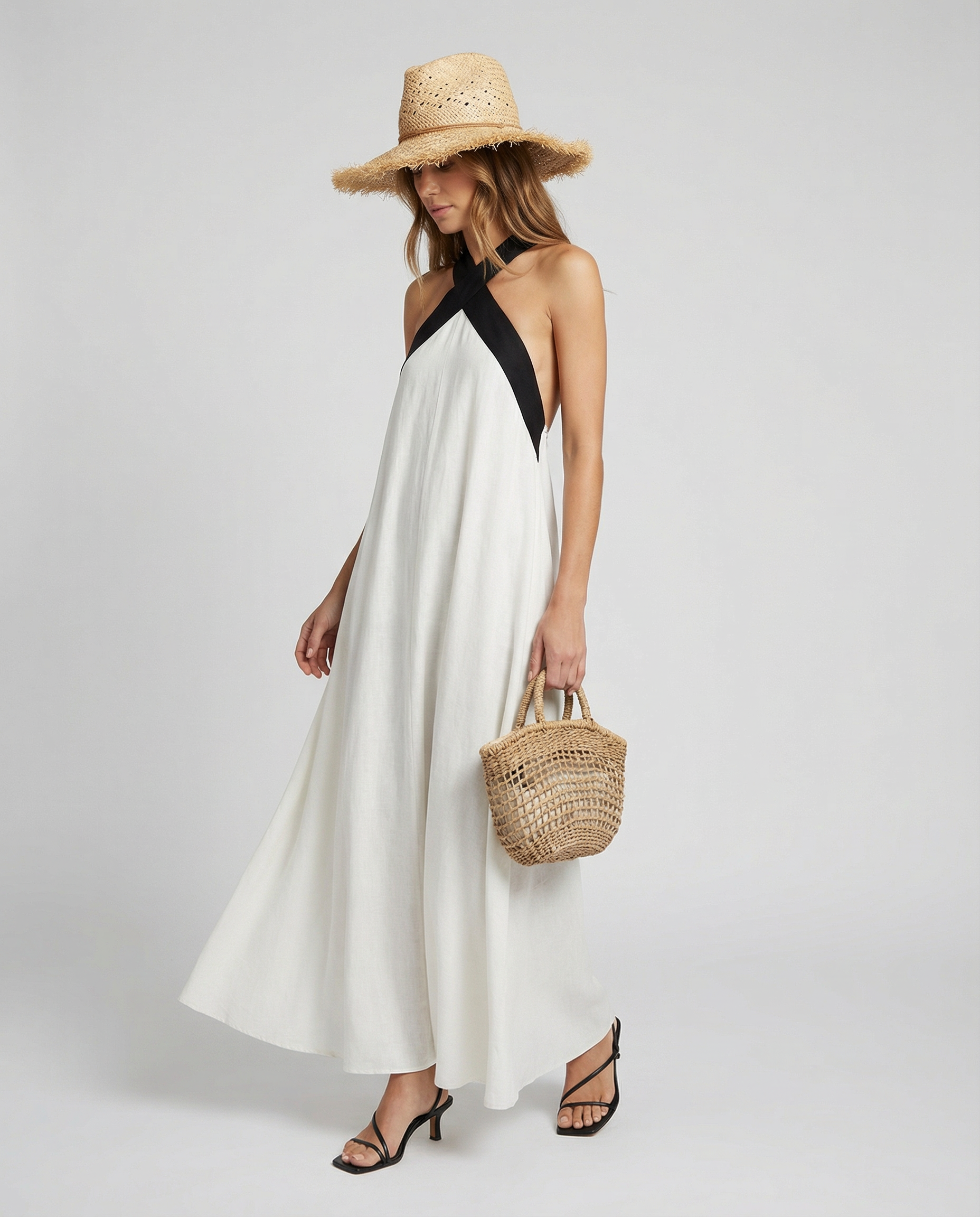 Strapless Maxi Dress – Effortless White Summer Elegance — side view