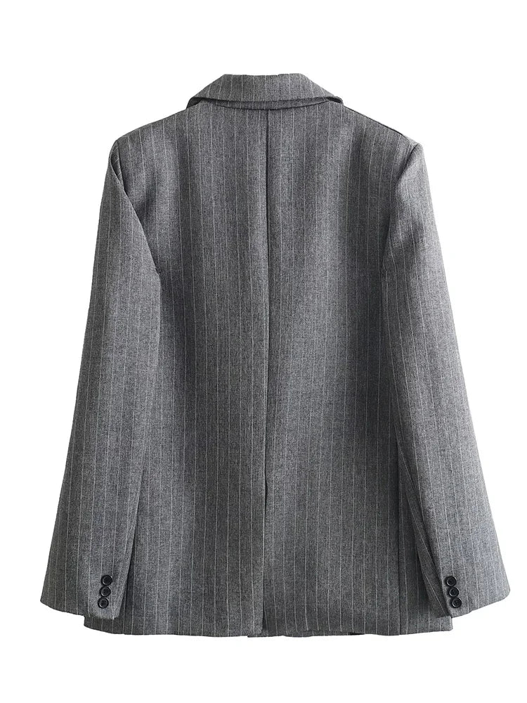 Striped Blazer – Vintage Charm with Practical Pockets — alternative angle