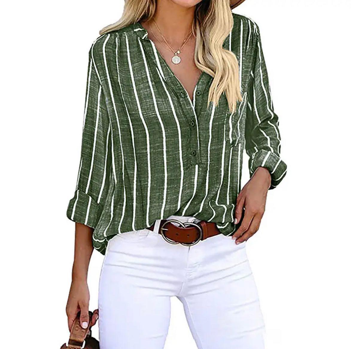 Striped Summer Blouse with Airy Loose Fit Cut — fit overview