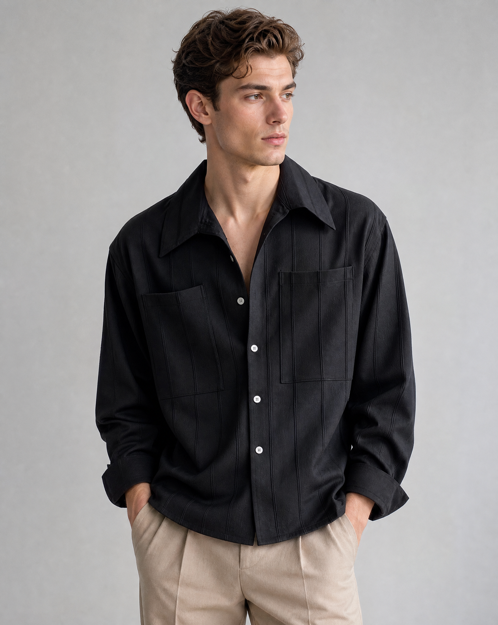 Stylish Long Sleeve Everyday Shirt for Men — back view
