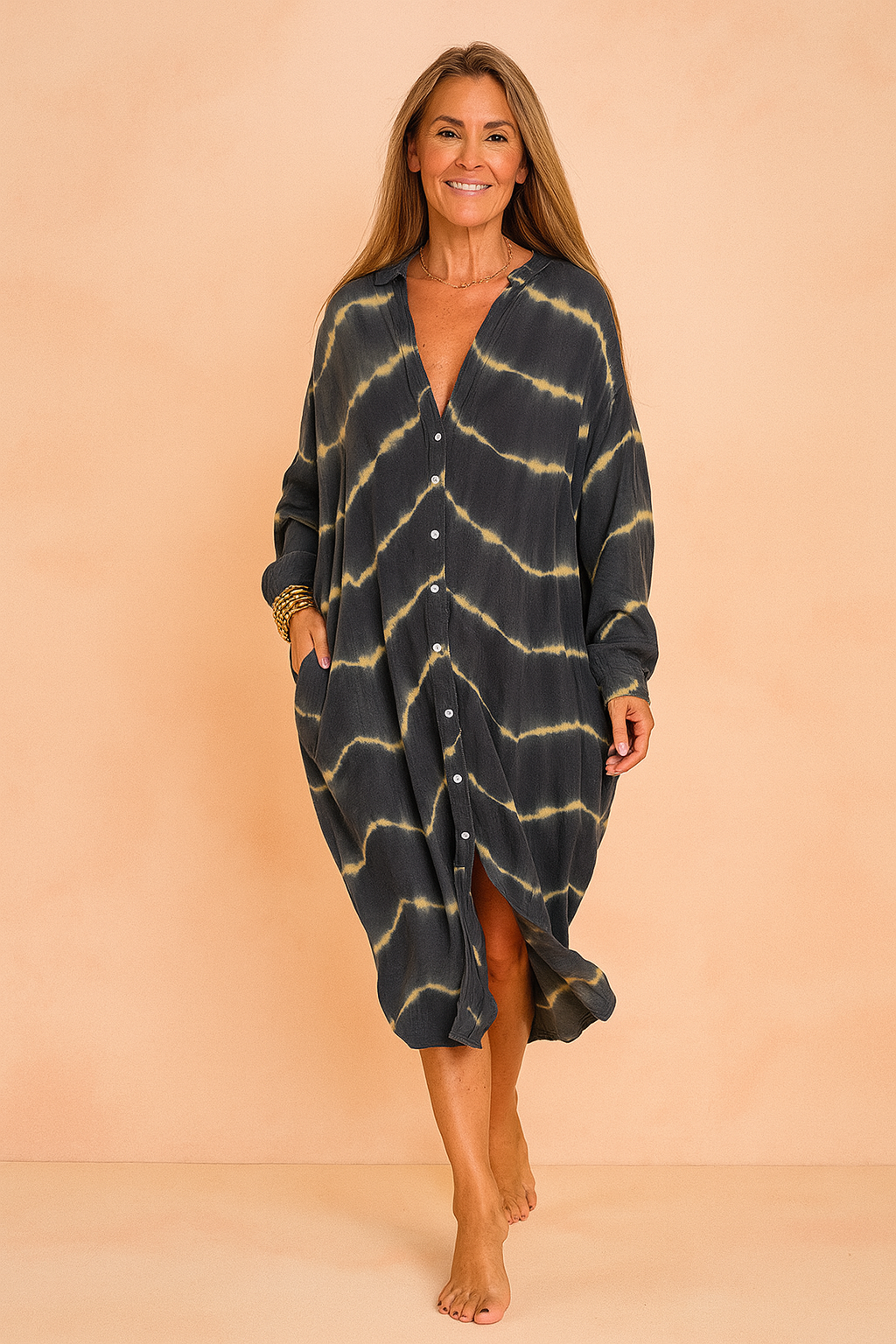 Stylish V-Neck Floral Print Maxi Dress | Modern Womens Fashion — detail view
