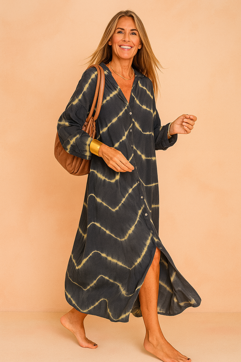 Stylish V-Neck Floral Print Maxi Dress | Modern Womens Fashion — model wearing