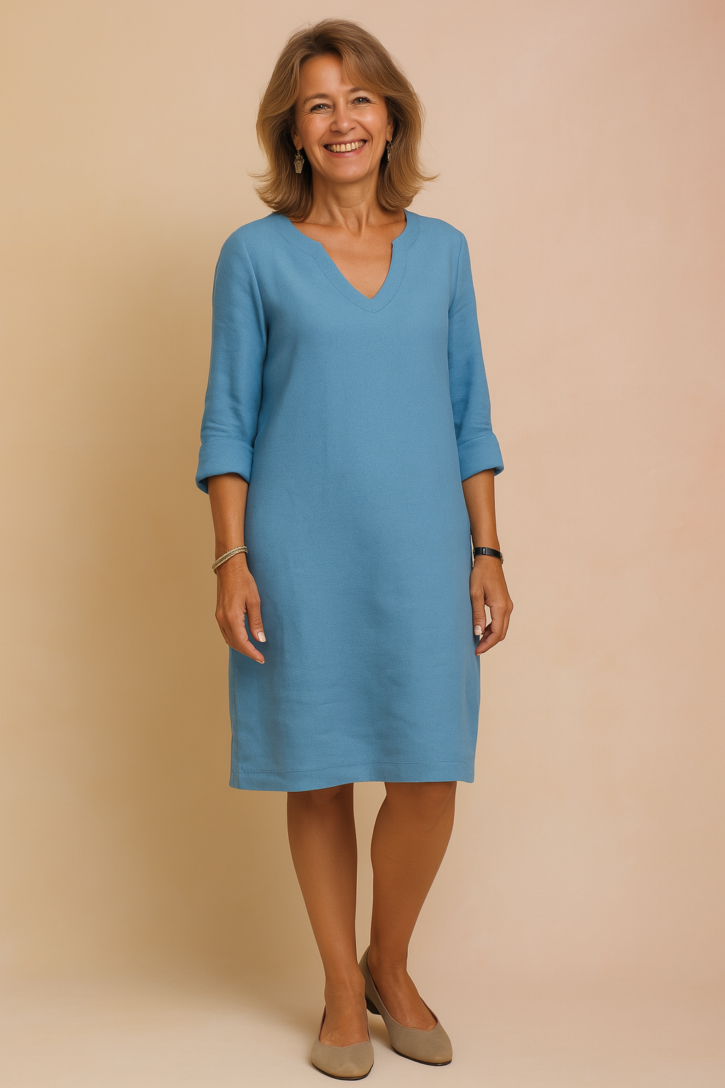 Stylish V-Neck Sleeveless Midi Dress | Modern Womens Fashion — back view