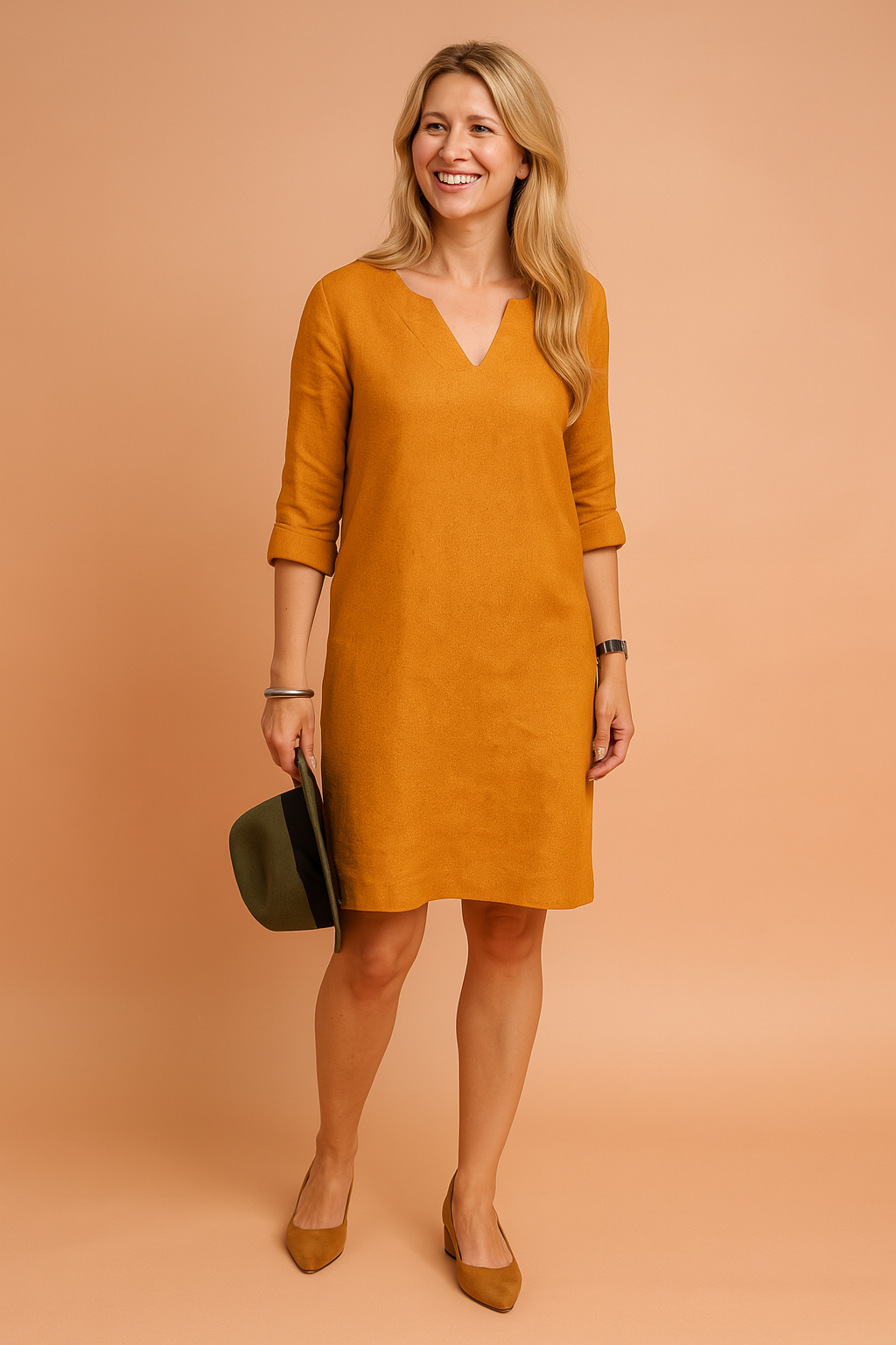 Stylish V-Neck Sleeveless Midi Dress | Modern Womens Fashion — detail view